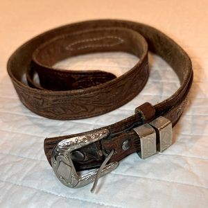 Vintage tooled embossed Western Leather belt